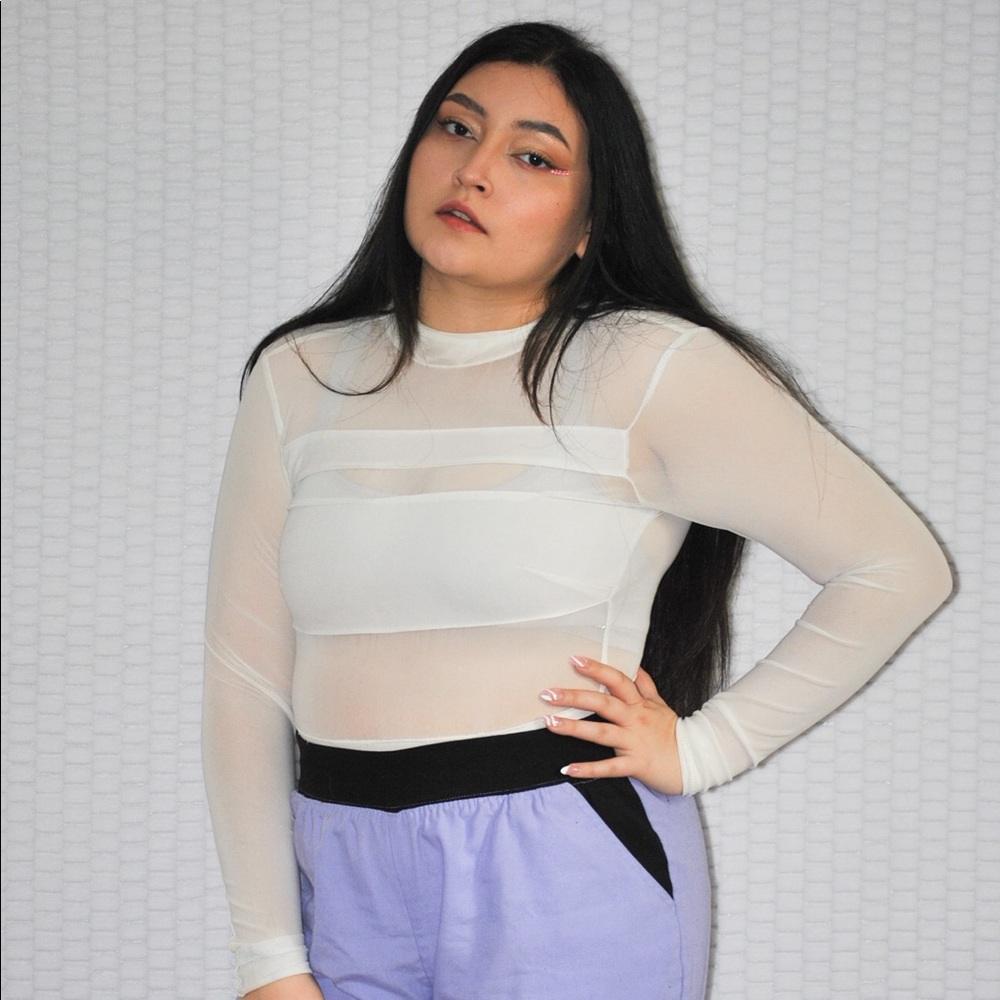 White mesh forever 21 bodysuit (small)